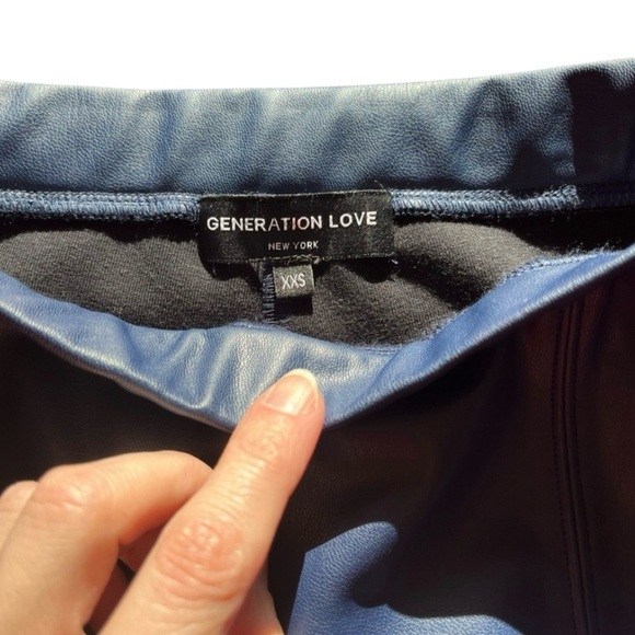 Generation Love Vegan Faux Leather Blue Stretch Leggings Size XXS - Picture 5 of 10